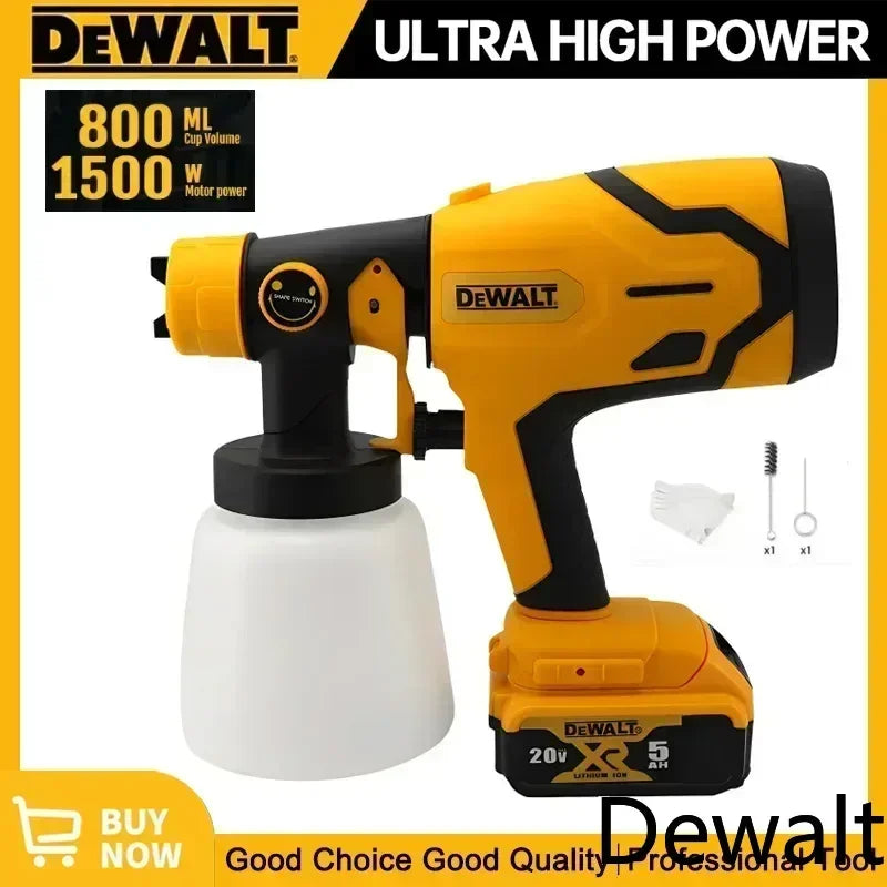 Pistola a spruzzo elettrica senza fili DEWALT da 800 ml — verniciatore portatile ad alta potenza per rivestimenti auto e mobili, aerografo compatibile con batteria DEWALT