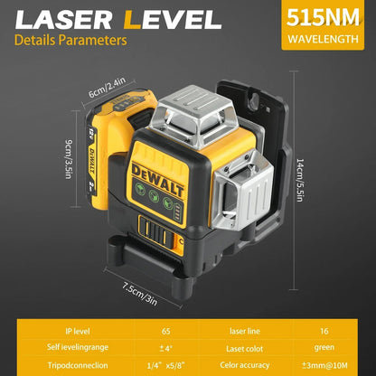 Livella laser DeWalt DW089LG a 360° — strumento di misurazione laser per edilizia, laser professionale con grado di precisione elevato, senza fili/ricaricabile