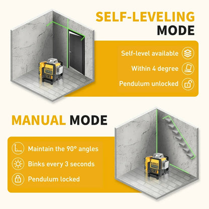 Livella laser DeWalt DW089LG a 360° — strumento di misurazione laser per edilizia, laser professionale con grado di precisione elevato, senza fili/ricaricabile