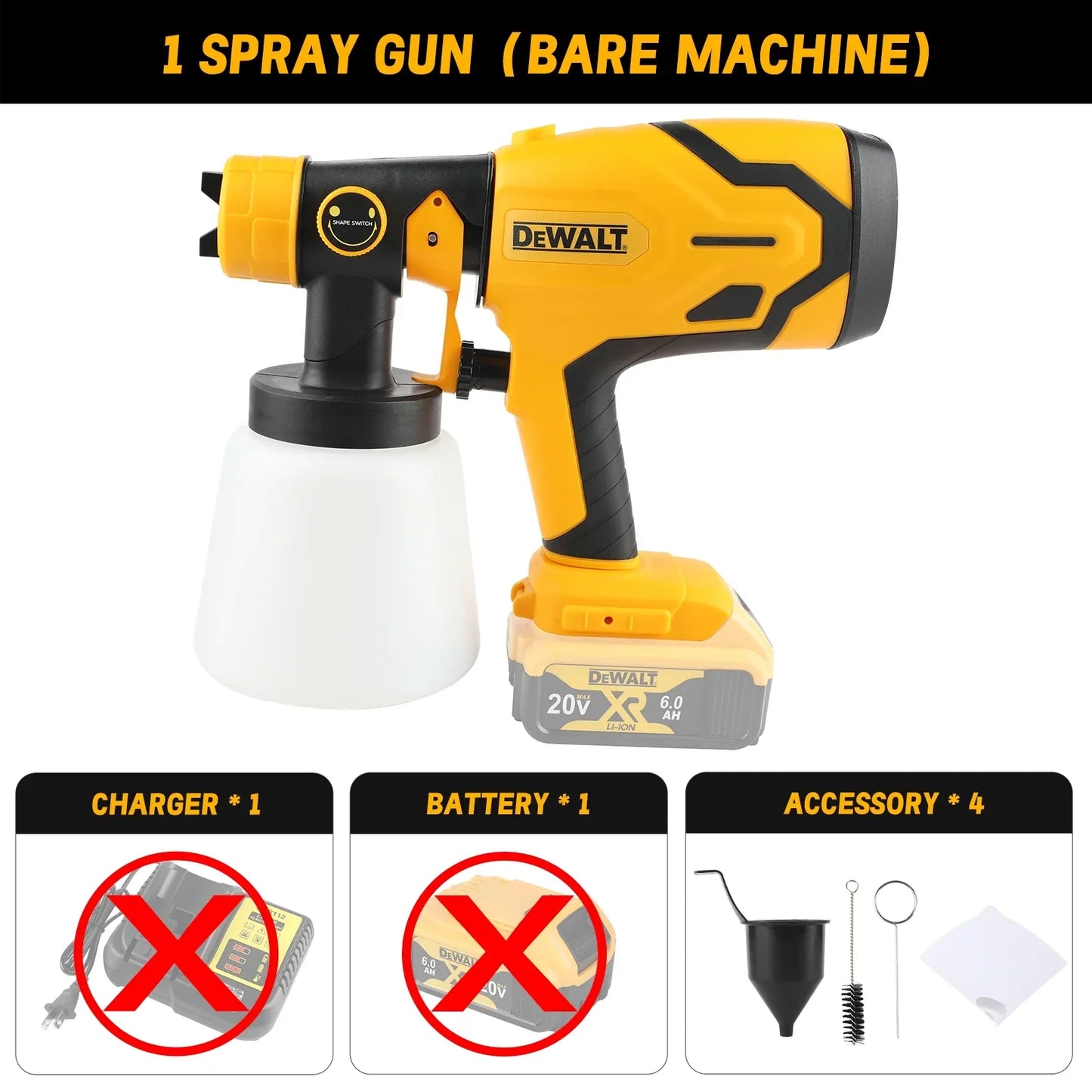 Pistola a spruzzo elettrica DEWALT da 800 ml – senza fili, batteria da 18 V – di livello professionale per applicazioni uniformi su pareti, mobili e progetti fai-da-te