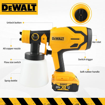 Pistola a spruzzo elettrica DEWALT da 800 ml – senza fili, batteria da 18 V – di livello professionale per applicazioni uniformi su pareti, mobili e progetti fai-da-te