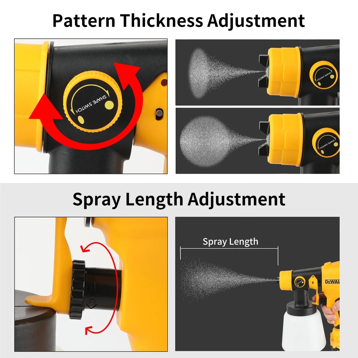 Pistola a spruzzo elettrica DEWALT da 800 ml – senza fili, batteria da 18 V – di livello professionale per applicazioni uniformi su pareti, mobili e progetti fai-da-te