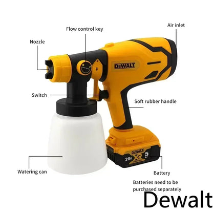 Pistola a spruzzo elettrica senza fili DEWALT da 800 ml — verniciatore portatile ad alta potenza per rivestimenti auto e mobili, aerografo compatibile con batteria DEWALT