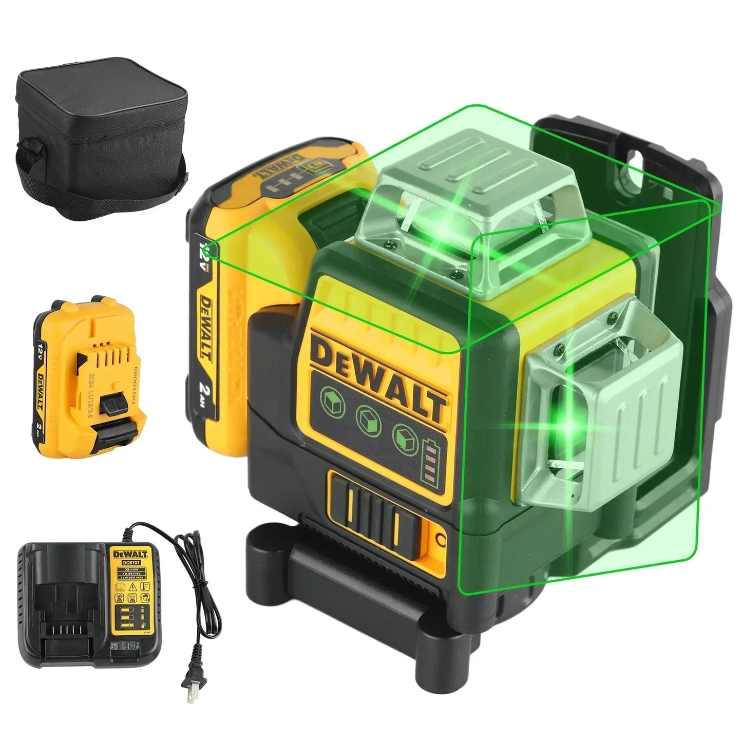 Livella laser DeWalt DW089LG a 360° — strumento di misurazione laser per edilizia, laser professionale con grado di precisione elevato, senza fili/ricaricabile