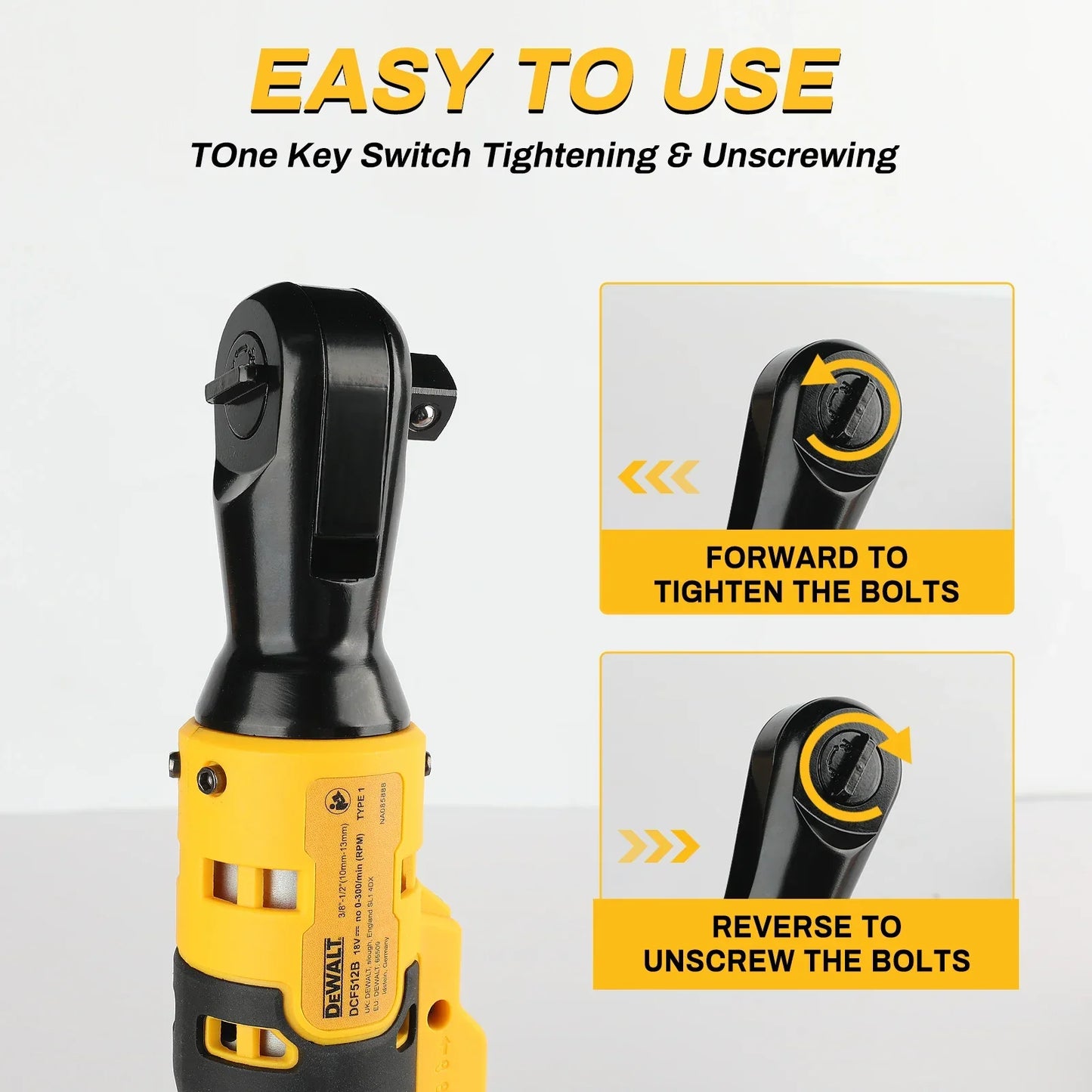 Dewalt 512 — Chiave ad angolo retto brushless da 20 V, coppia elevata da 95 N·m, 2500 RPM, design compatto per la manutenzione automobilistica.