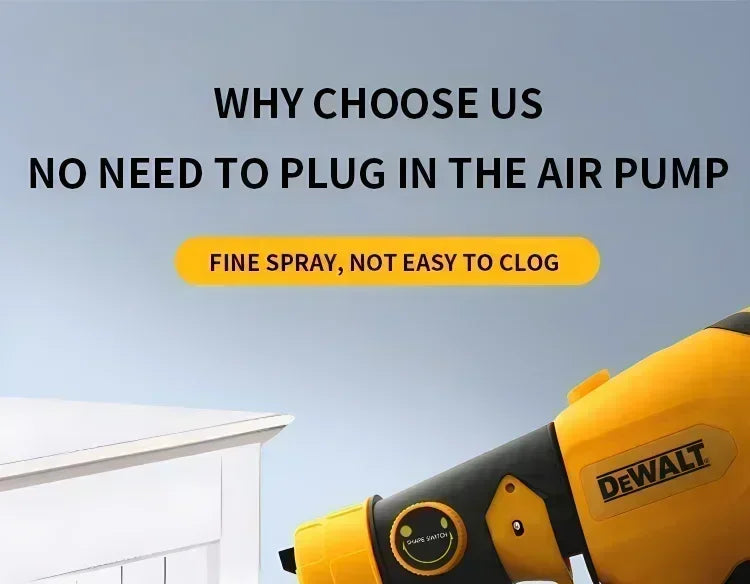Pistola a spruzzo elettrica senza fili DEWALT da 800 ml — verniciatore portatile ad alta potenza per rivestimenti auto e mobili, aerografo compatibile con batteria DEWALT